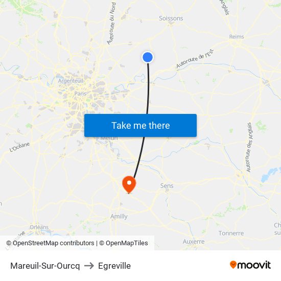Mareuil-Sur-Ourcq to Egreville map