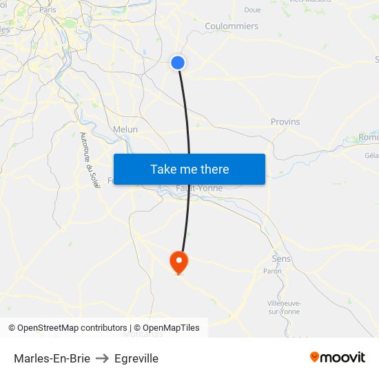 Marles-En-Brie to Egreville map
