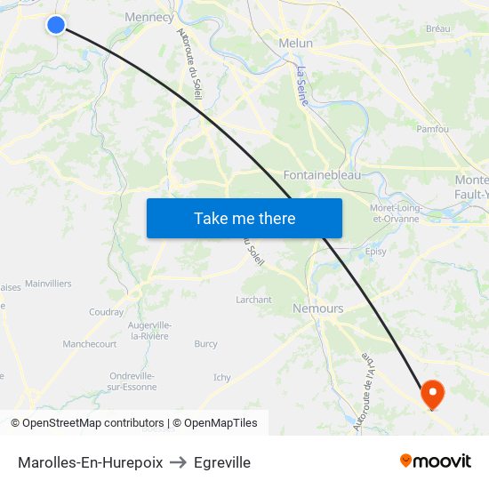 Marolles-En-Hurepoix to Egreville map
