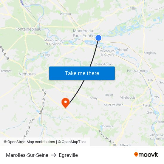 Marolles-Sur-Seine to Egreville map