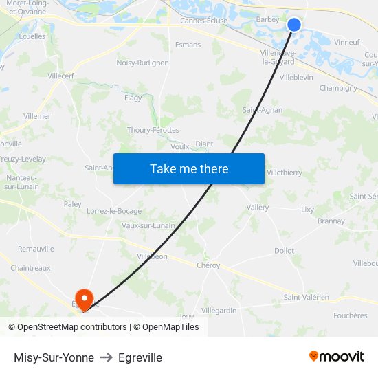 Misy-Sur-Yonne to Egreville map