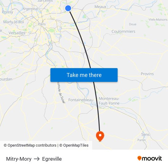 Mitry-Mory to Egreville map