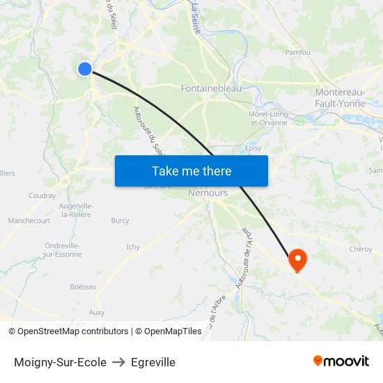 Moigny-Sur-Ecole to Egreville map