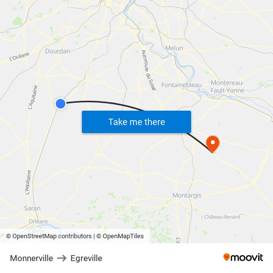 Monnerville to Egreville map