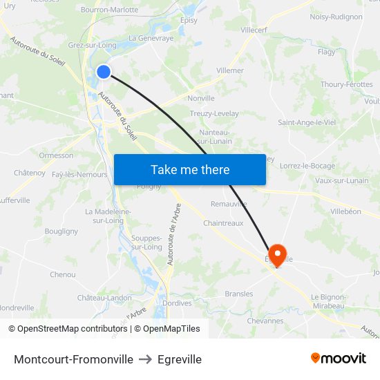 Montcourt-Fromonville to Egreville map