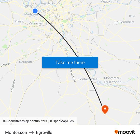 Montesson to Egreville map