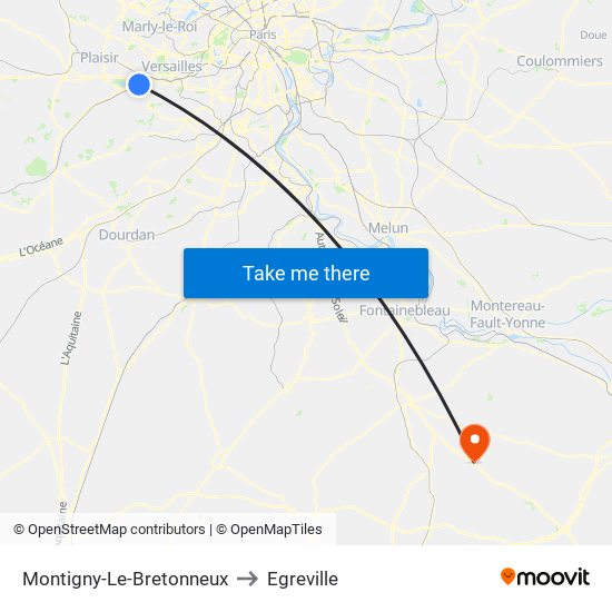 Montigny-Le-Bretonneux to Egreville map