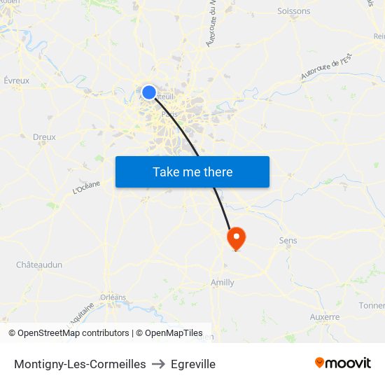 Montigny-Les-Cormeilles to Egreville map