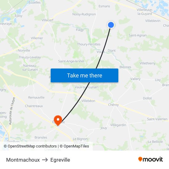 Montmachoux to Egreville map