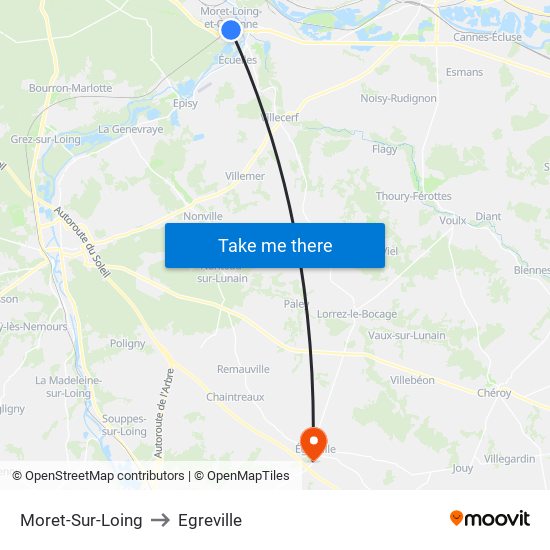 Moret-Sur-Loing to Egreville map