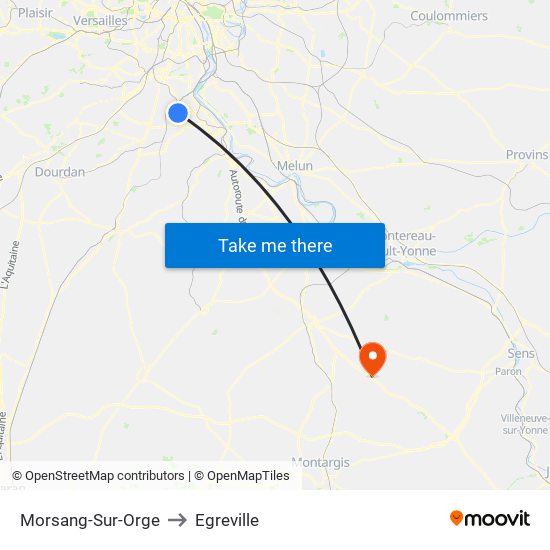 Morsang-Sur-Orge to Egreville map