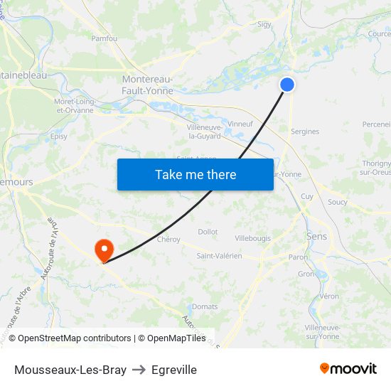 Mousseaux-Les-Bray to Egreville map