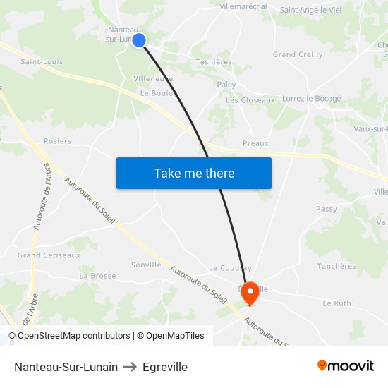 Nanteau-Sur-Lunain to Egreville map
