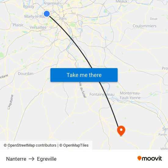 Nanterre to Egreville map