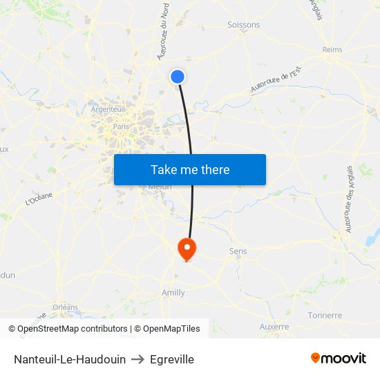 Nanteuil-Le-Haudouin to Egreville map