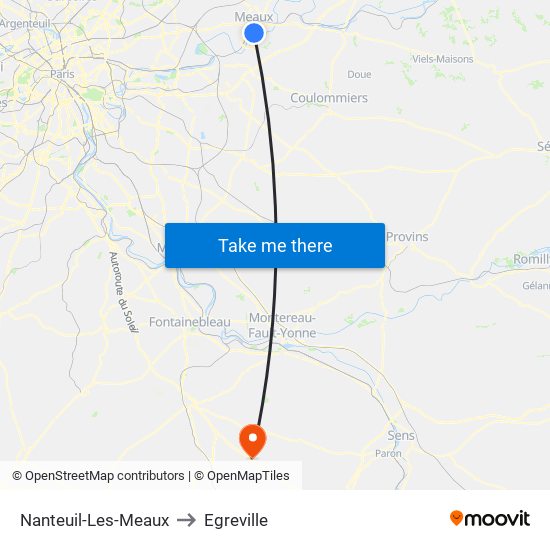 Nanteuil-Les-Meaux to Egreville map