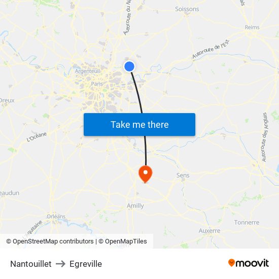 Nantouillet to Egreville map