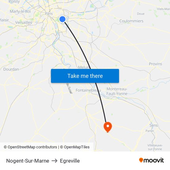 Nogent-Sur-Marne to Egreville map