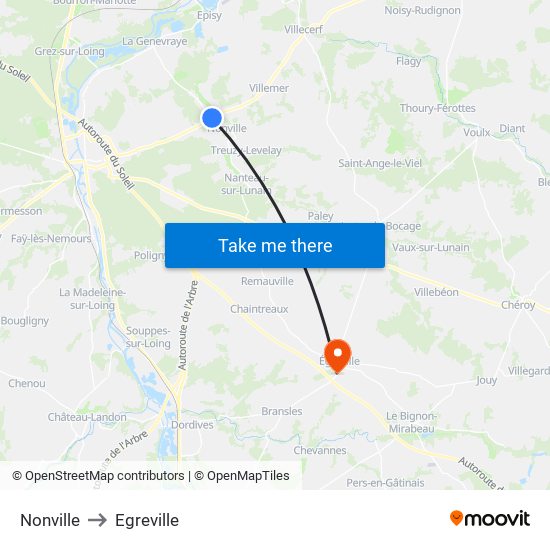 Nonville to Egreville map
