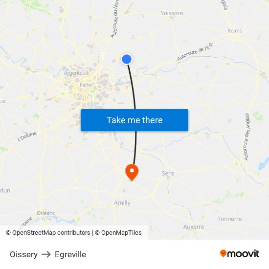 Oissery to Egreville map