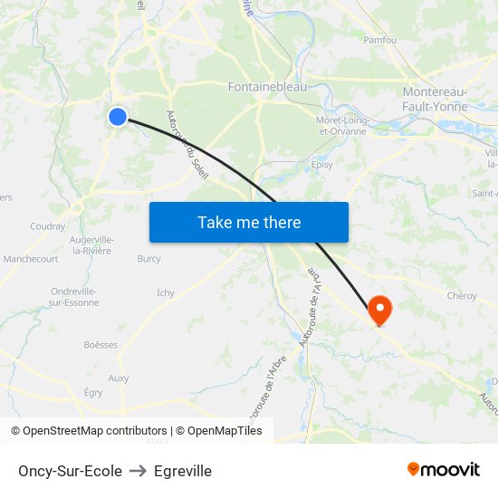 Oncy-Sur-Ecole to Egreville map
