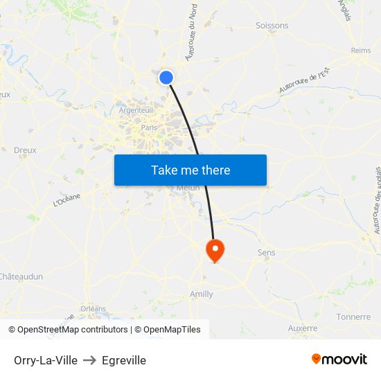 Orry-La-Ville to Egreville map