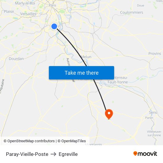 Paray-Vieille-Poste to Egreville map