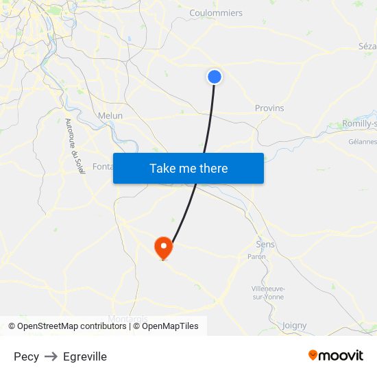 Pecy to Egreville map