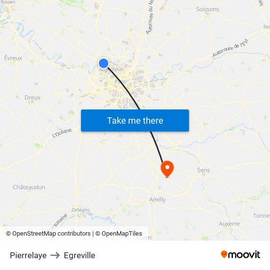 Pierrelaye to Egreville map