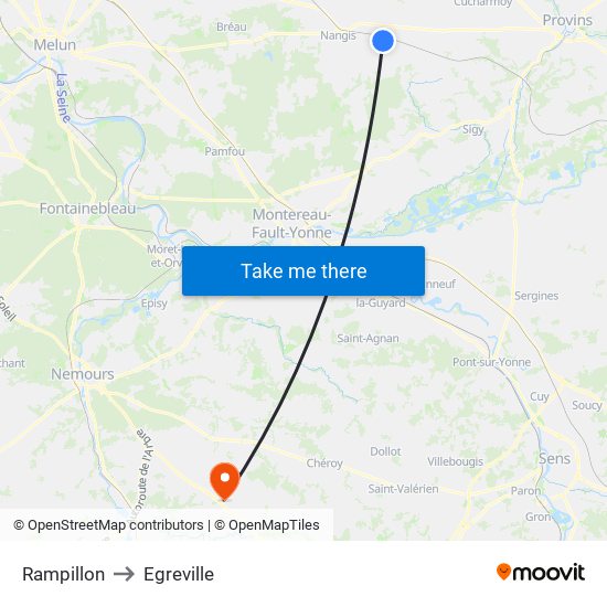 Rampillon to Egreville map