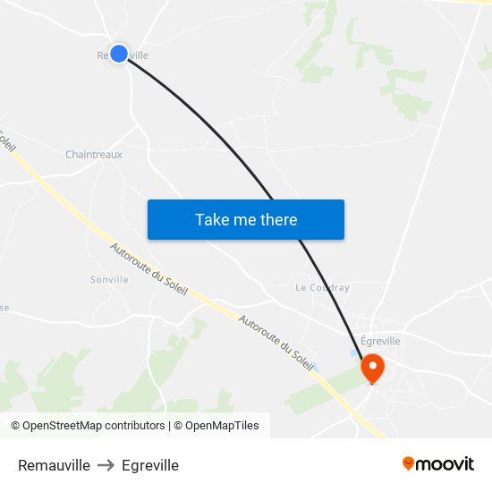 Remauville to Egreville map