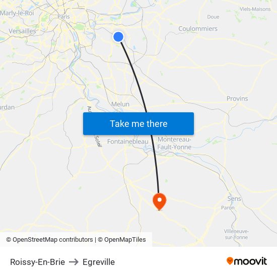 Roissy-En-Brie to Egreville map