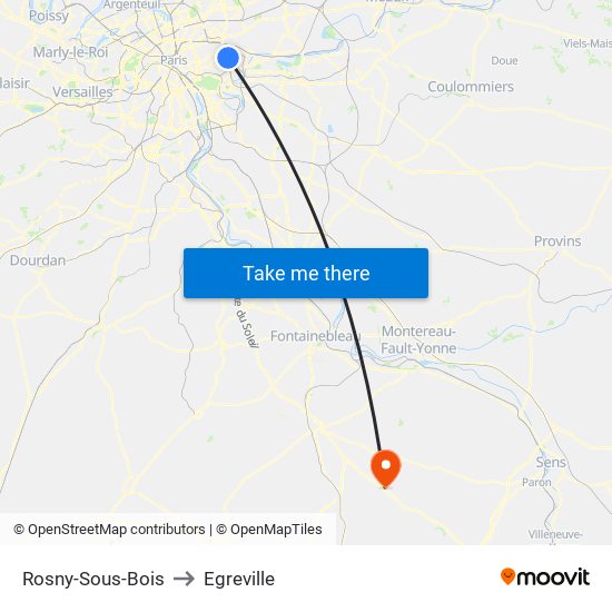 Rosny-Sous-Bois to Egreville map