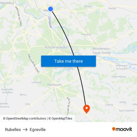 Rubelles to Egreville map