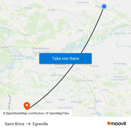 Saint-Brice to Egreville map