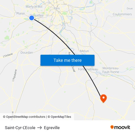 Saint-Cyr-L'Ecole to Egreville map