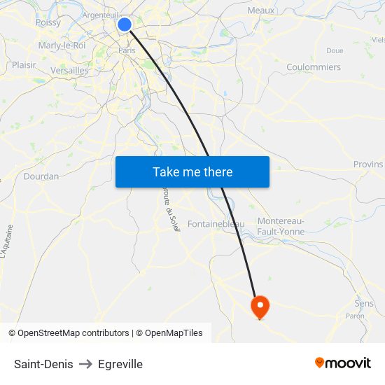 Saint-Denis to Egreville map