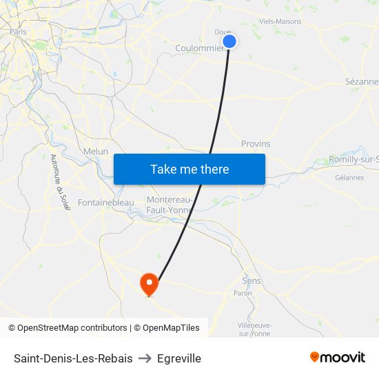 Saint-Denis-Les-Rebais to Egreville map