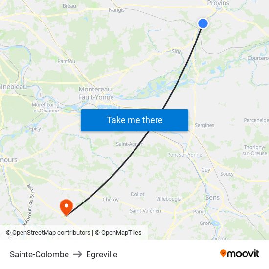 Sainte-Colombe to Egreville map