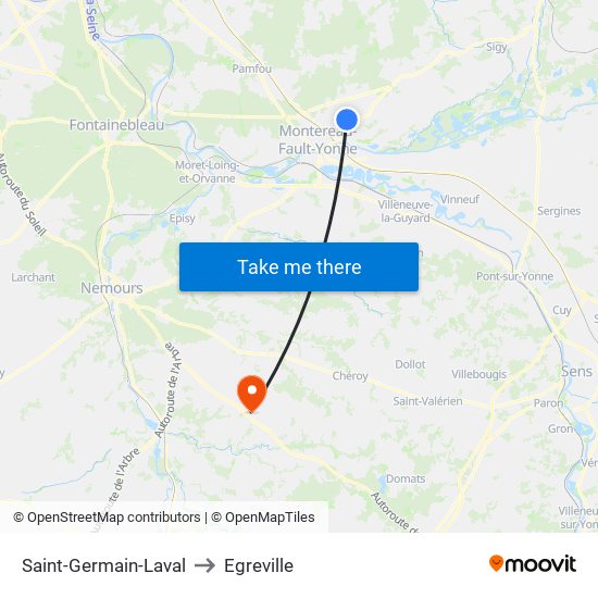 Saint-Germain-Laval to Egreville map