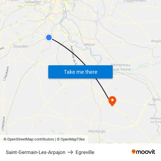 Saint-Germain-Les-Arpajon to Egreville map