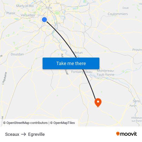 Sceaux to Egreville map