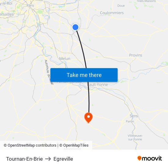 Tournan-En-Brie to Egreville map