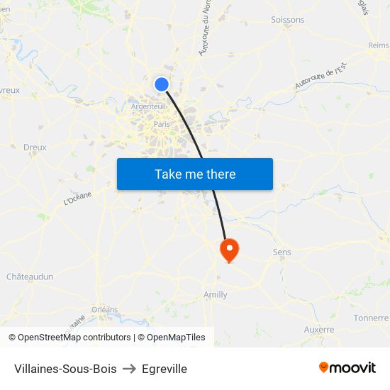 Villaines-Sous-Bois to Egreville map
