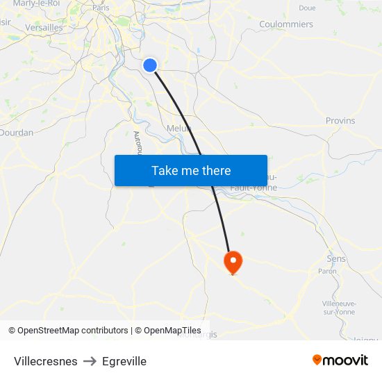 Villecresnes to Egreville map