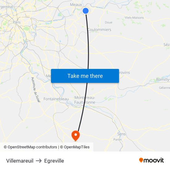 Villemareuil to Egreville map