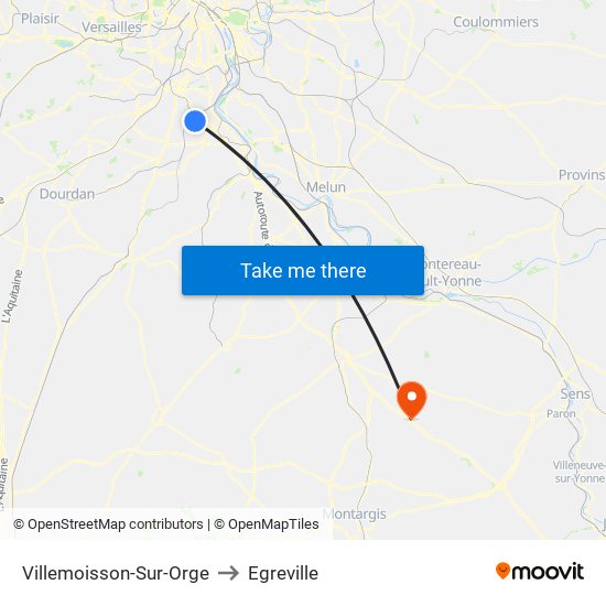 Villemoisson-Sur-Orge to Egreville map