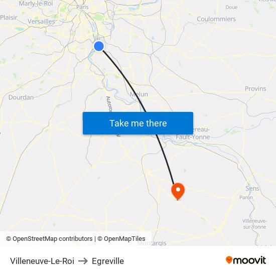 Villeneuve-Le-Roi to Egreville map