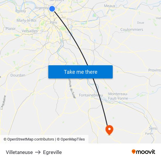 Villetaneuse to Egreville map