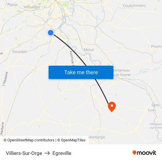 Villiers-Sur-Orge to Egreville map
